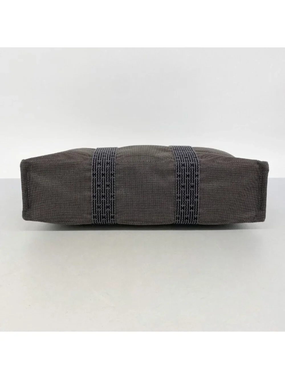 Hermes Tote Her Line MM Canvas Gray Silver